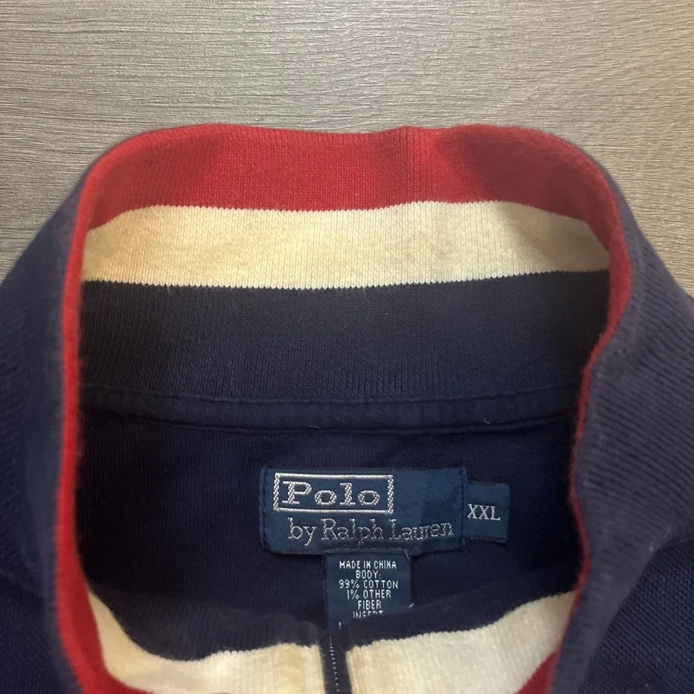 Polo Ralph Lauren Mens 2XL Full Zip Big Pony Knit Sweater Blue